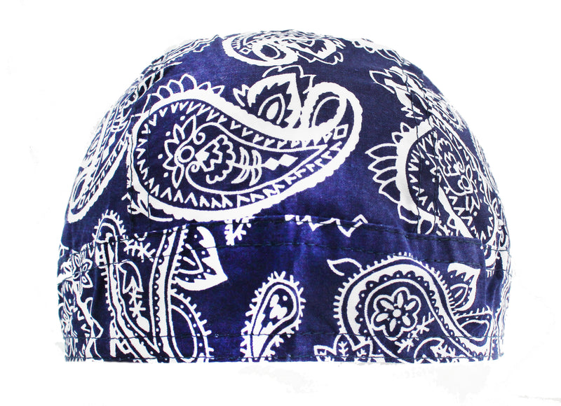 Navy Blue Paisley Skull Cap Bandana Style
