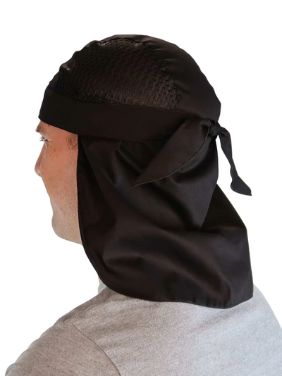 Cool Mesh Air Flow Black Skull Cap Hat with Full Neck Protection