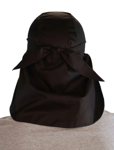 Cool Mesh Air Flow Black Skull Cap Hat with Full Neck Protection