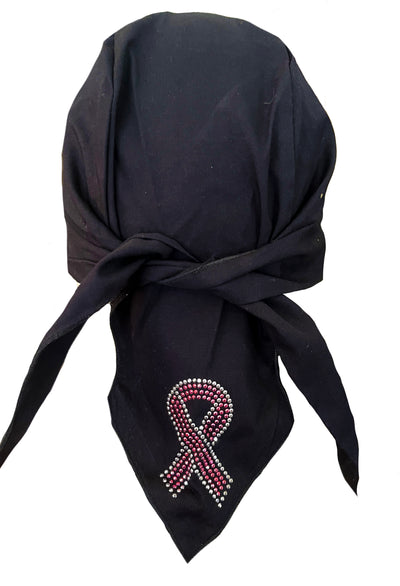 Black Pink Ribbon Breast Cancer Awareness Skull Cap