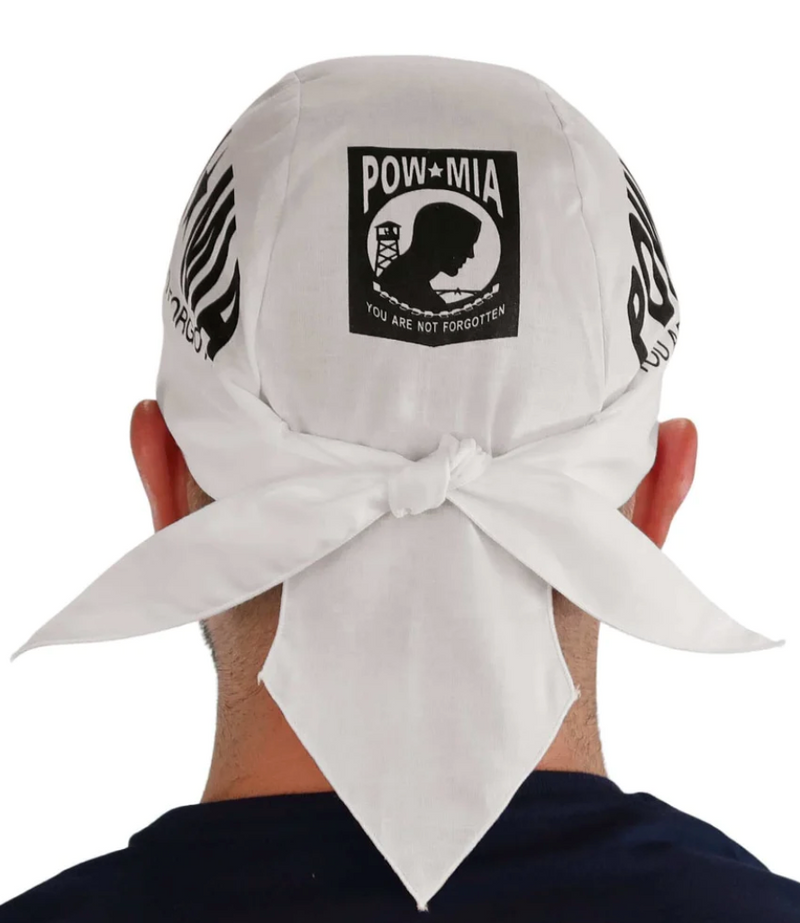 Black & White  POW MIA Military Skull Cap
