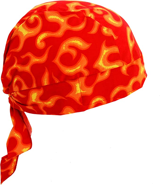 Red & Yellow Liquid Flame Skull Cap