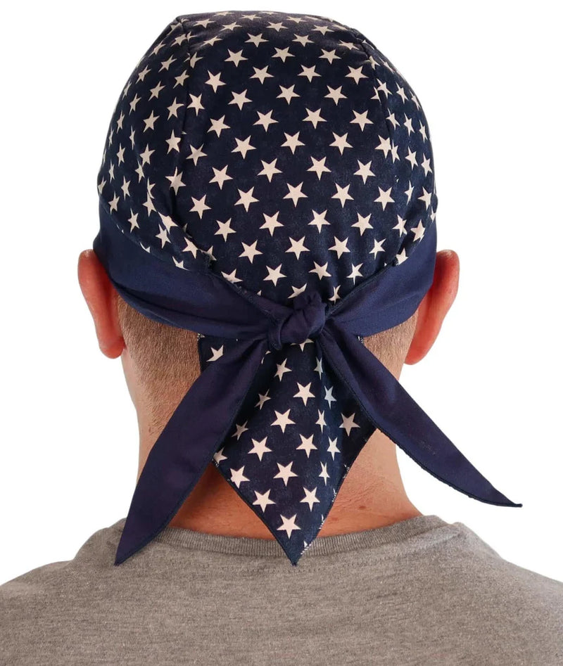 Navy Blue Patriotic Stars USA Skull Cap Doo Rag