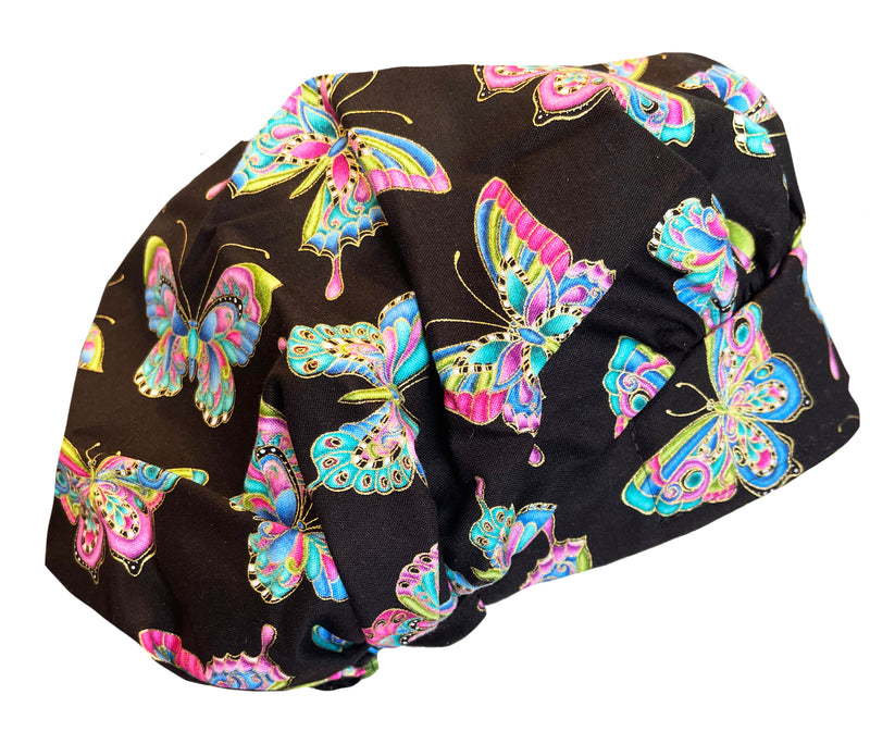 Banded Bouffant Vintage  Butterfly  Scrub Cap Hat