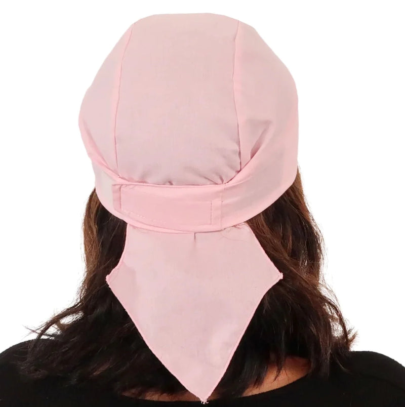 Deluxe No Tie Velcro Soft Pink Skull Cap Du Rag Hat