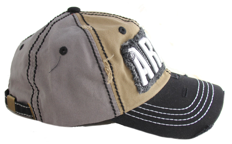 Brown Beige Black US Army 3D Veteran Baseball Cap Hat