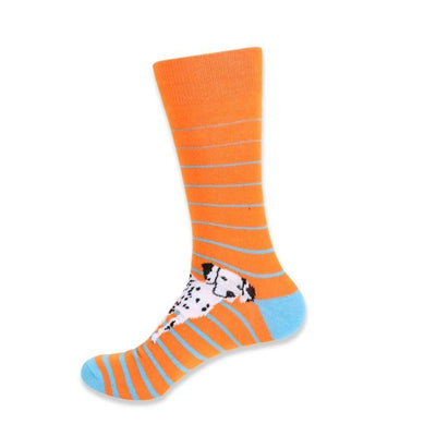 Men's Orange Striped Dalmatian Dog Socks