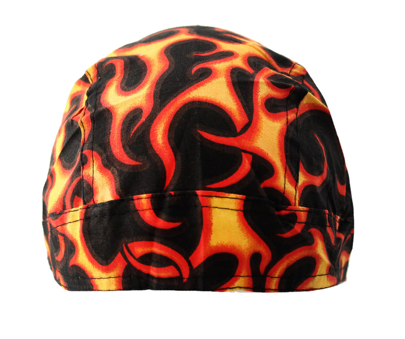 Red & Orange Flame Skull Cap Hat Bandana