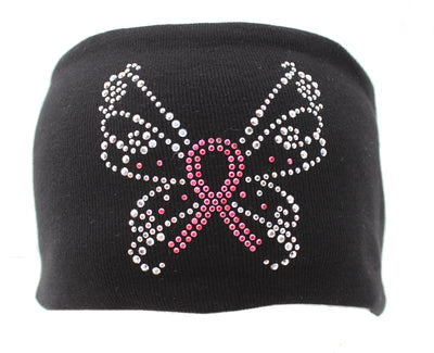 Butterfly Pink Ribbon Breast Cancer Awareness Stretch Headband Headwrap