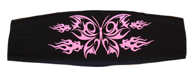 Black & Pink Glitter Butterfly Chop Top Bandana