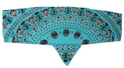 Paisley Turquoise Chop Top Studded Doo Wrap Velcro Bandana