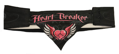 Heart Breaker & Crystals Chop Top Bandana Head Wrap Black