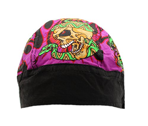 Bandana Skull Pink Rattle Snake Flame Fitted Du Rag Headwrap