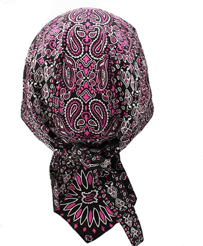 Danbanna Paisley Pink & Black Magenta Skull Bandana Cap