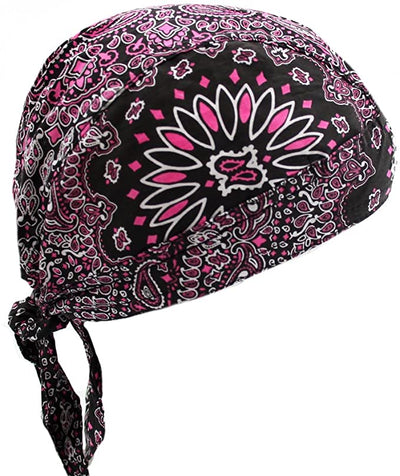 Danbanna Paisley Pink & Black Magenta Skull Bandana Cap
