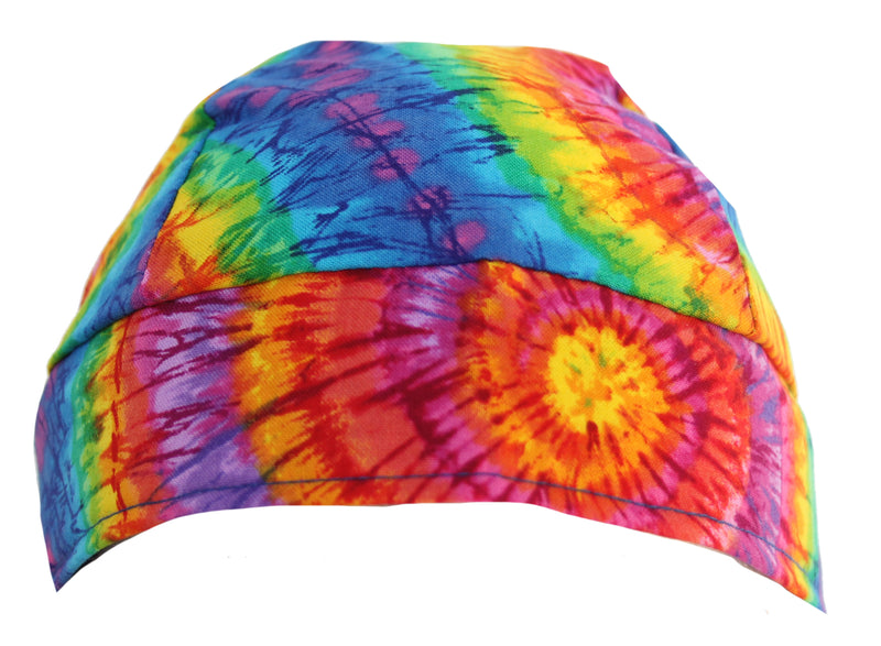 Woodstock Style Tie Dye Rainbow Scrub Cap Full Neck Protection