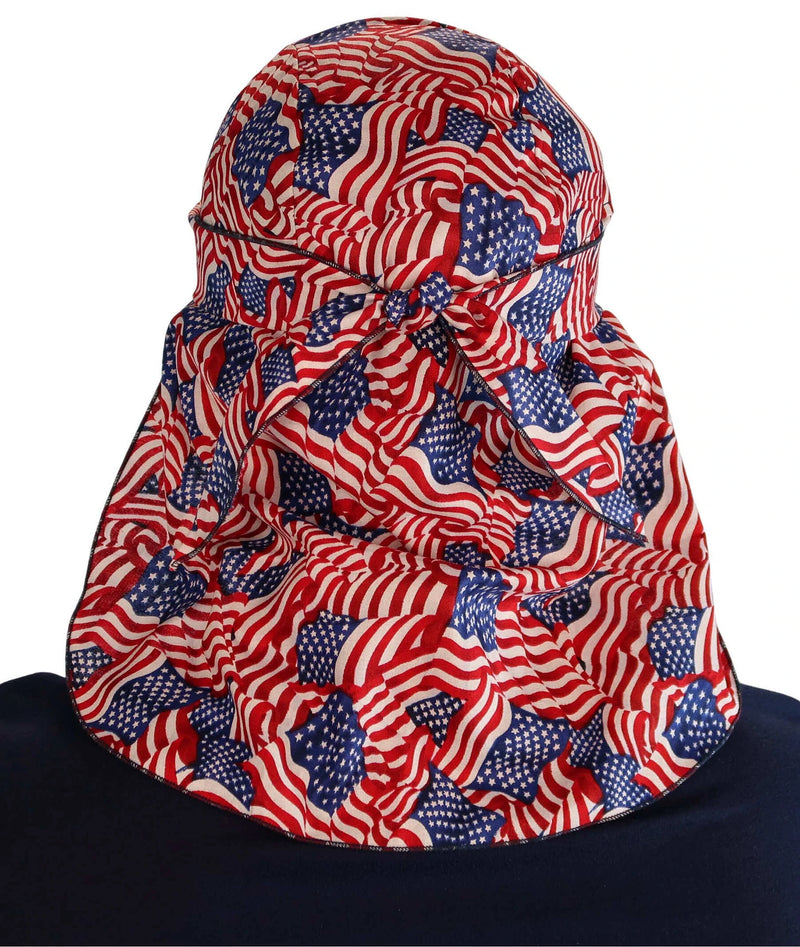 Flag Stars & Stripes Skull Cap Hat Bandana Tie & Full Neck Protection