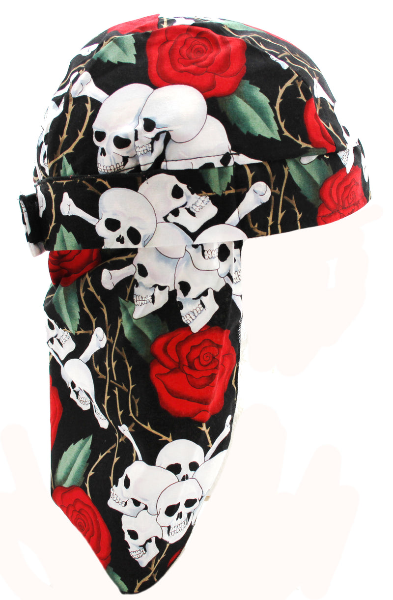 Rose Skull & Cross Bones Skull Cap Bandana  & Full Neck Protection
