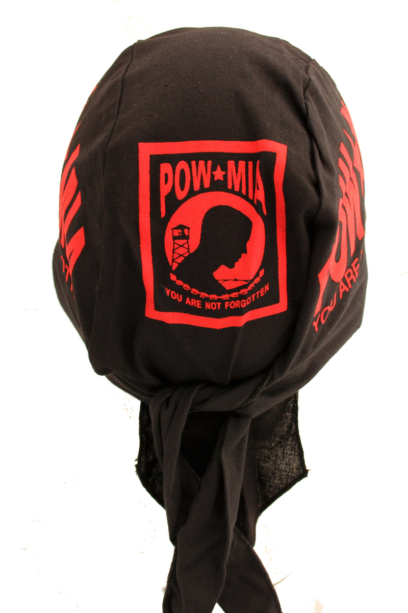 Black & Red POW MIA Military Skull Cap