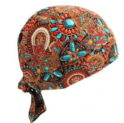 Coral Indian Jewel Inspired Skull Cap Hat