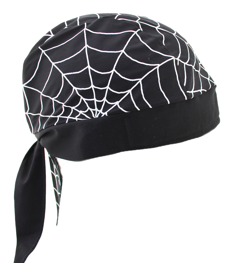 Black Spider Web Skull Cap Hat Bandana