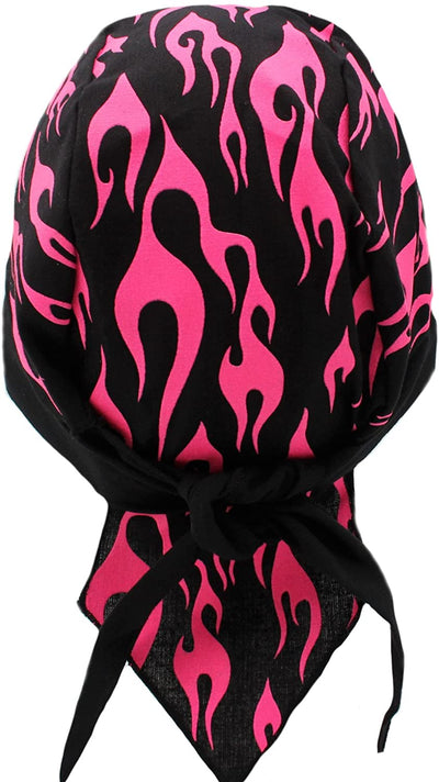 Fuchsia Pink Flame Skull Cap