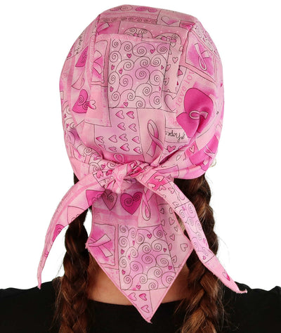 Pink Ribbon Breast Cancer Awareness Hearts & Flowers Skull Cap