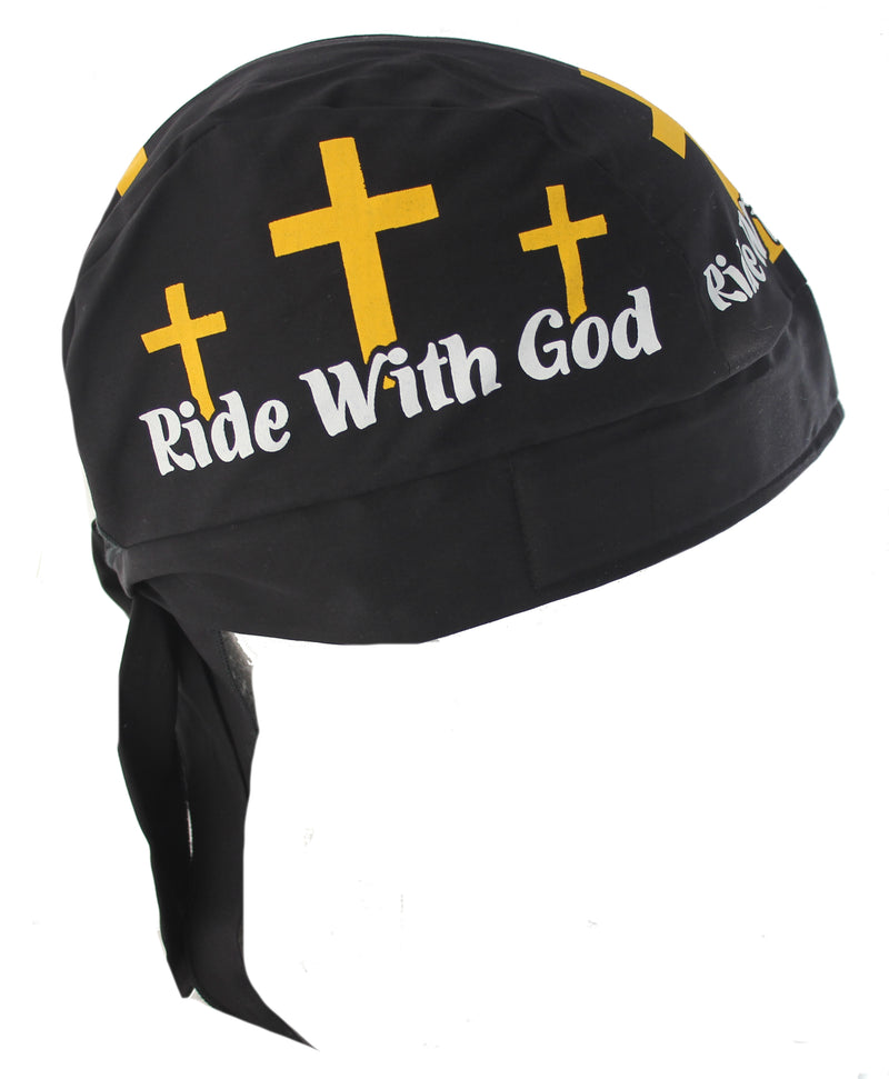 Black Ride with God Christian Skull Cap Hat Bandana