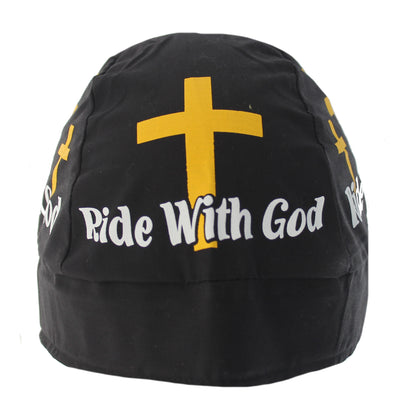 Black Ride with God Christian Skull Cap Hat Bandana