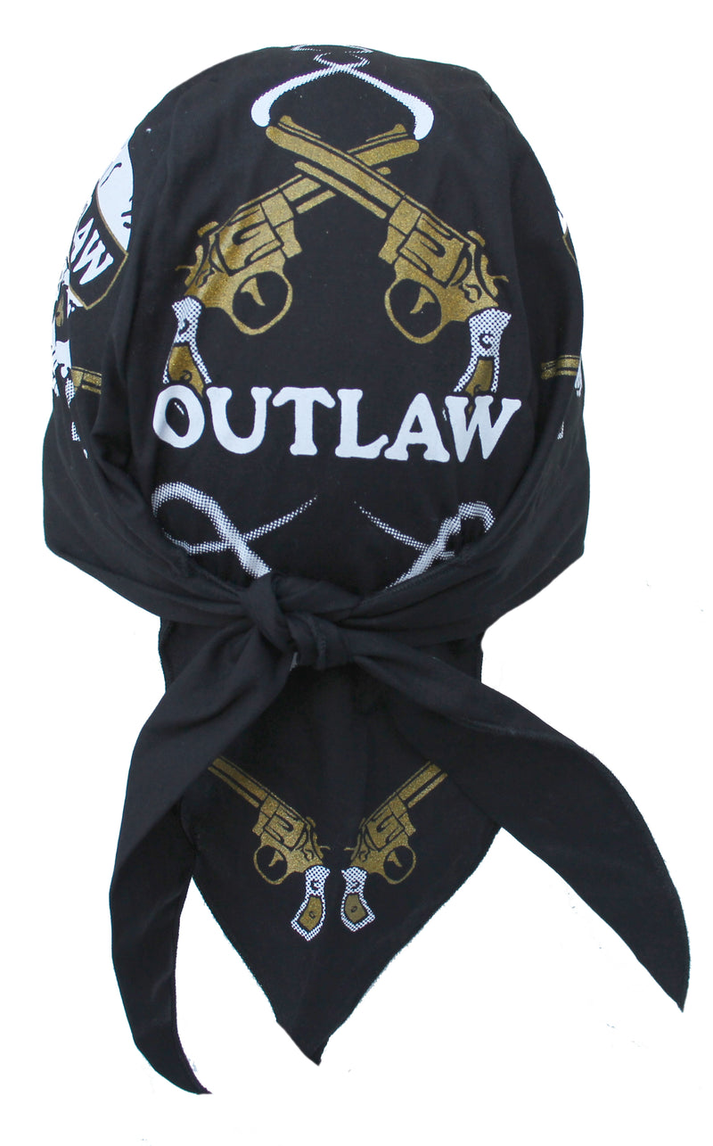 Gun Slinger Outlaw Black Du Rag Headwrap Skull Cap