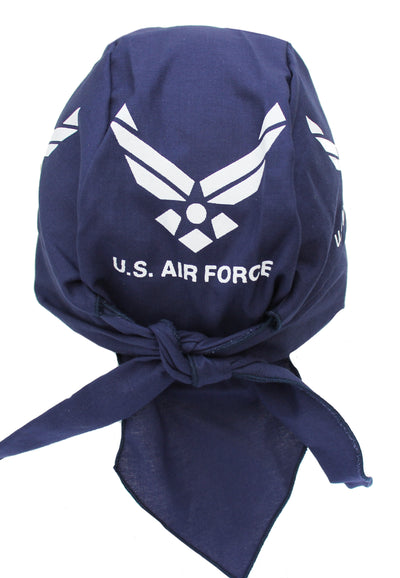 U.S. Air Force Navy Blue Skull Cap Hat Bandana with Tie