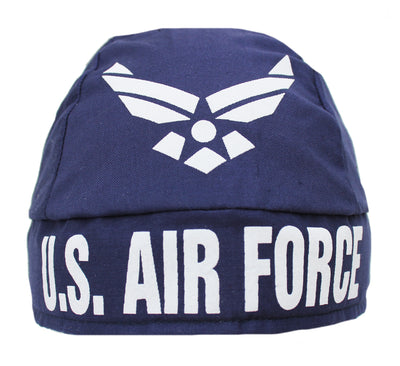 U.S. Air Force Navy Blue Skull Cap Hat Bandana with Tie