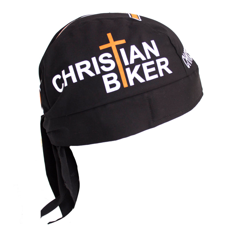 Christian Black Biker Cross Skull Cap Hat Bandana