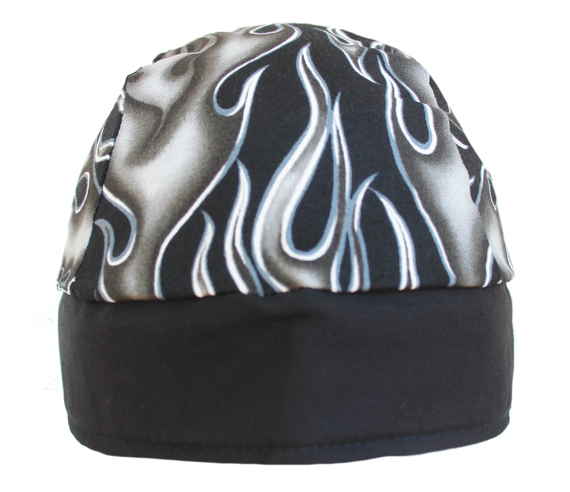 Smoking Black, White, Grey Flame Skull Cap Hat