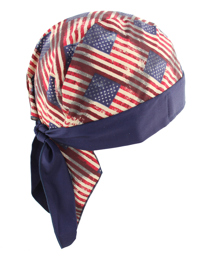 Vintage American Stars & Stripes Flag Skull Cap Hat Bandana