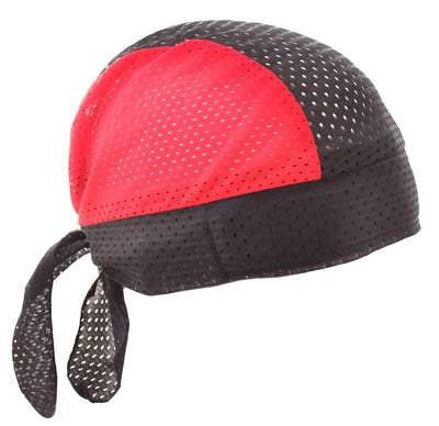 Red and Black Stretch Mesh Sport Easy Tie Du-rag Cap