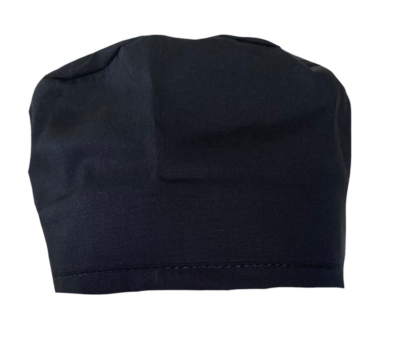 Solid Black Surgical Scrub Cap Hat