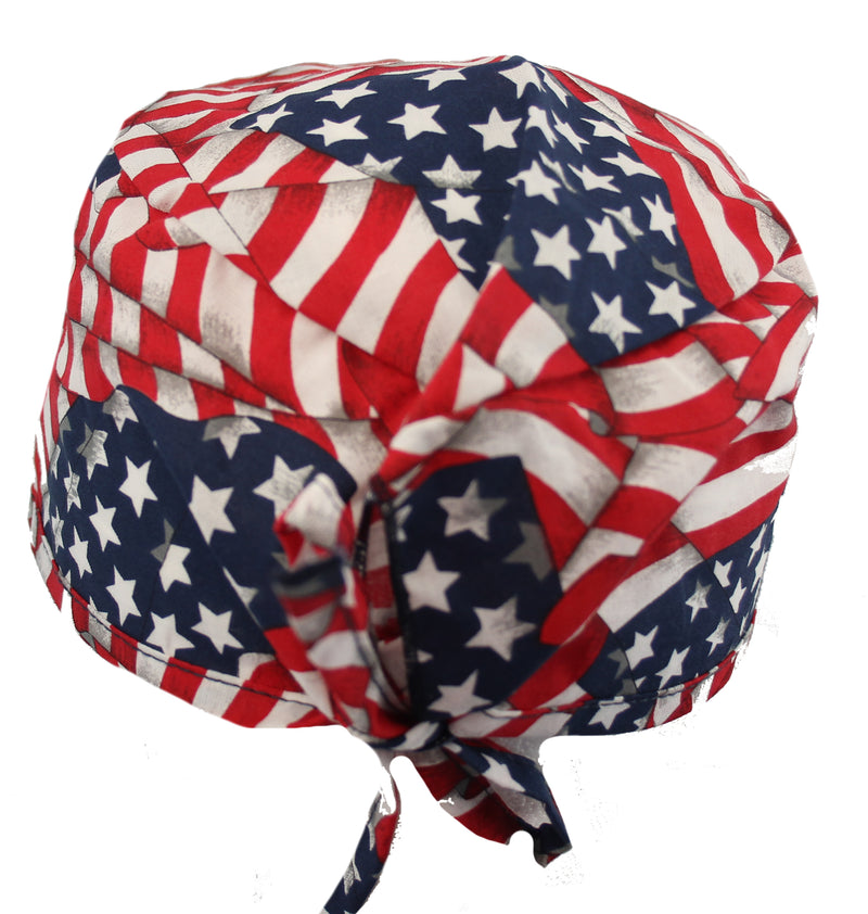 Stars & Stripes USA American Flag Scrub Cap Hat