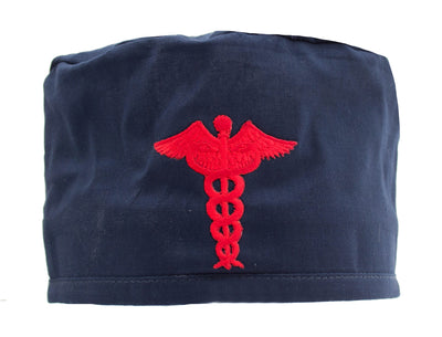 Navy Blue Physicians Symbol "Caduceus" Surgical Scrub Cap Hat
