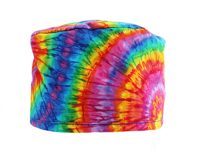 Woodstock Style Tie Dye Rainbow Surgical Scrub Cap Hat