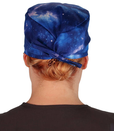Starry Sky Galaxy Blue Surgical Scrub Cap Hat