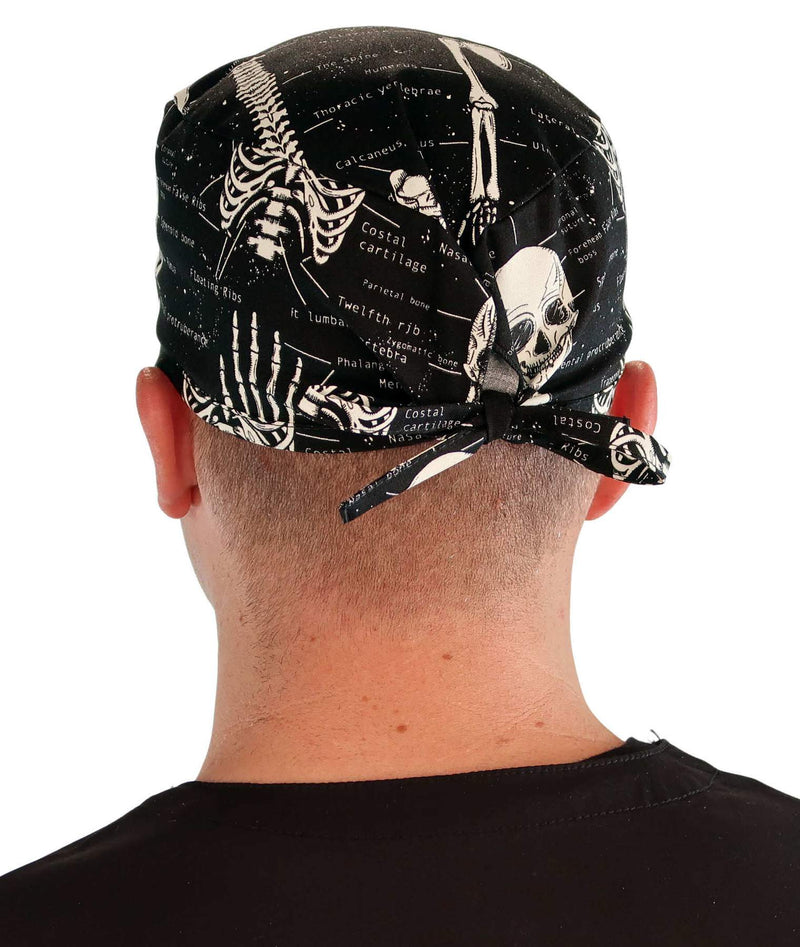 Glow in the Dark Black Skeleton Scrub Cap Hat
