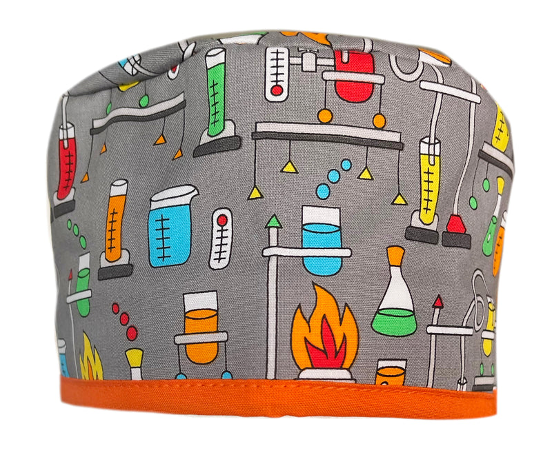 Grey & Orange Mad Scientist Scrub Cap Hat