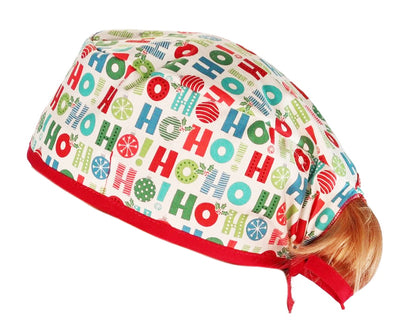 Holiday Ho Ho Ho Christmas Scrub Cap Hat