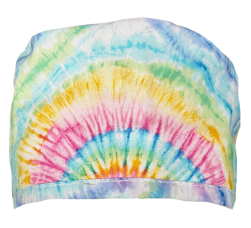 Pastel Rainbow Tie Dye Scrub Cap