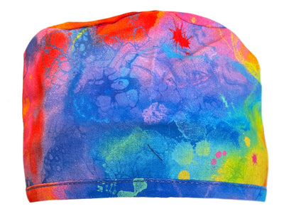Colorful Rainbow Splatter Scrub Cap