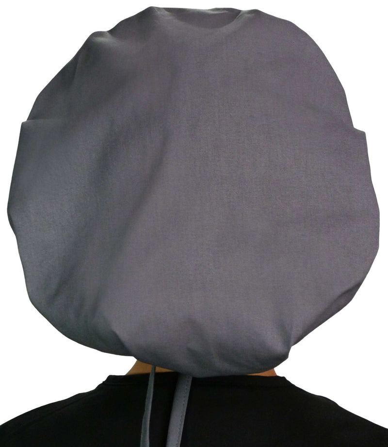 Banded Bouffant Solid Dark Grey Scrub Cap Hat