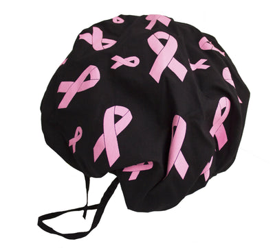 Pink Ribbon Breast Cancer Awareness Bouffant Surgical Scrub Cap Hat