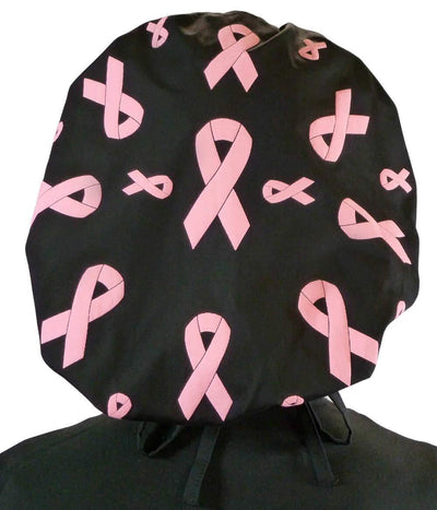 Pink Ribbon Breast Cancer Awareness Bouffant Surgical Scrub Cap Hat