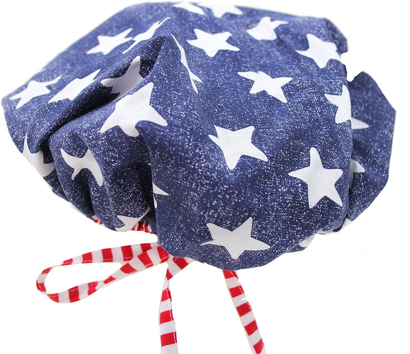 Banded Bouffant Stars & Stripes USA American Flag Scrub Cap hat